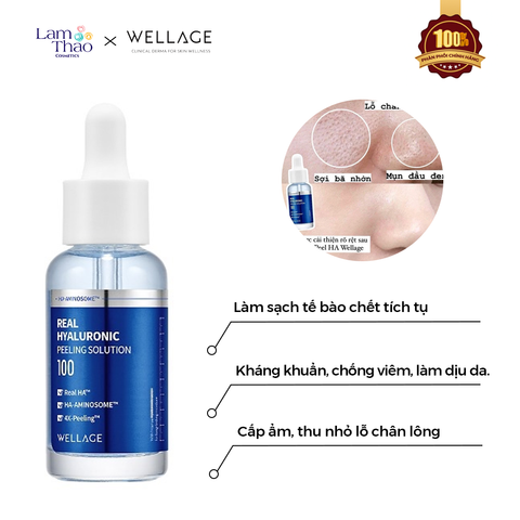  Tinh Chất Peel Da Hỗ Trợ Thu Nhỏ Lỗ Chân Lông Wellage Real Hyaluronic 4X Solution 