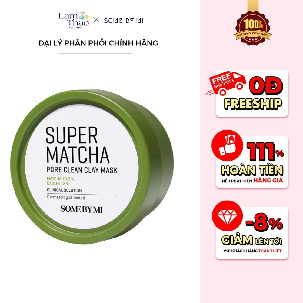 Mặt Nạ Đất Sét Làm Sạch Se Khít Lỗ Chân Lông Some By Mi Super Matcha Pore Clean Clay Mask