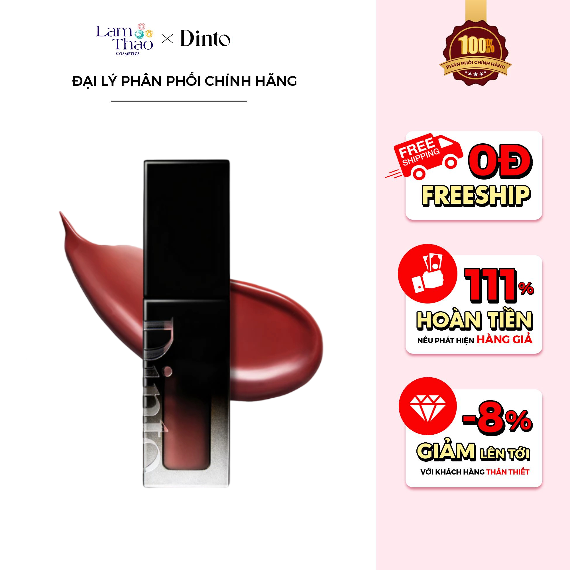 Son Tint Bóng Thuần Chay Dinto Blur Glowy Lip Tint