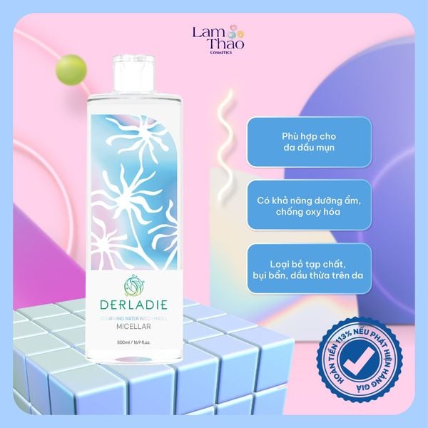 Nước Tẩy Trang Cây Phỉ Kháng Viêm Derladie Cleansing Water Witch Hazel ( Mẫu Mới 2021 )