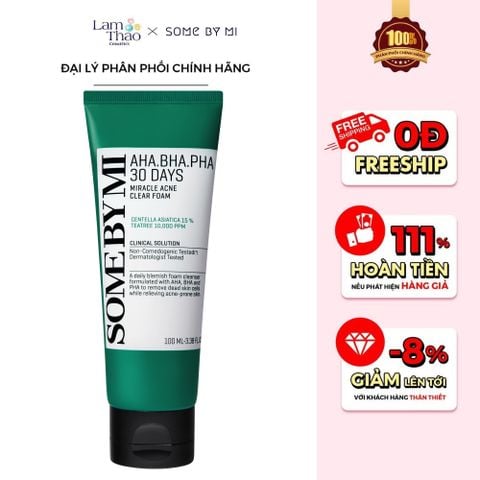  Sữa Rửa Mặt Hỗ Trợ Giảm Mụn Some By Mi AHA-BHA-PHA 30 Days Miracle Acne Clear Foam 