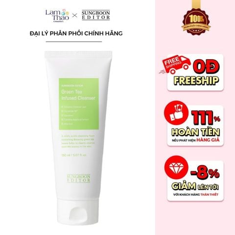  Sữa Rửa Mặt Chiết Xuất Trà Xanh Sungboon Editor Green Tea Infused Cleanser 