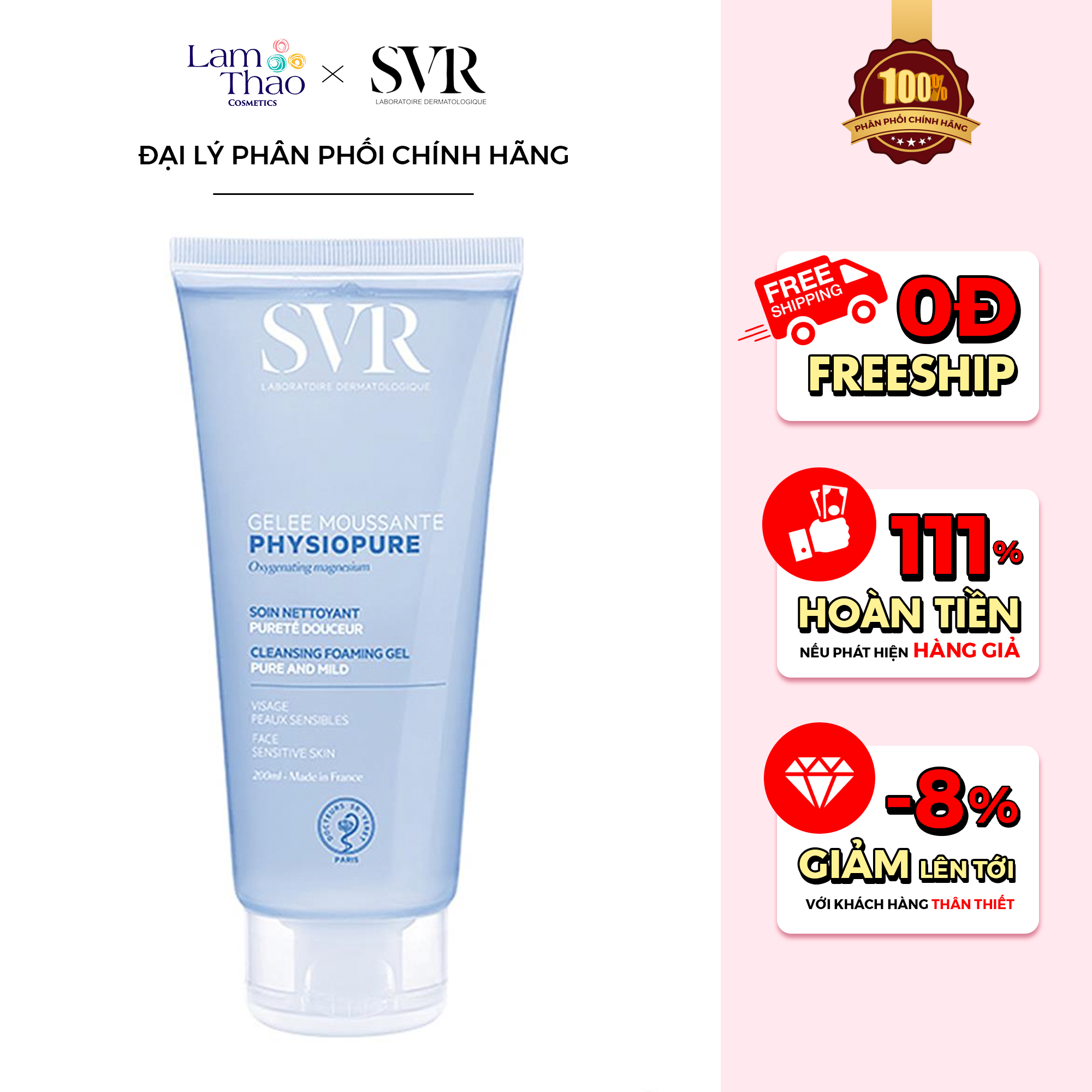 Gel Rửa Mặt Cho Da Nhạy Cảm SVR Physiopure Gelee Moussante