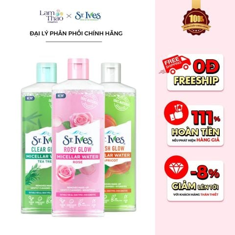  [MUA 2 SP ST.IVES BẤT KÌ TẶNG 1 GẤU BÔNG CAPYBARA]  Nước Tẩy Trang ST.Ives Micellar Water 