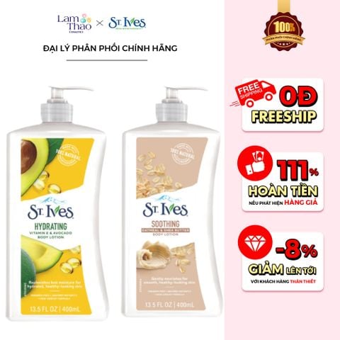  [MUA 2 SP ST.IVES BẤT KÌ TẶNG 1 GẤU BÔNG CAPYBARA]  Sữa Dưỡng Thể Toàn Thân ST.Ives Body Lotion 