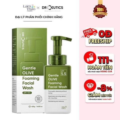  Sữa Rửa Mặt Tạo Bọt DrCeutics Gentle Olive Foaming Facial Wash 