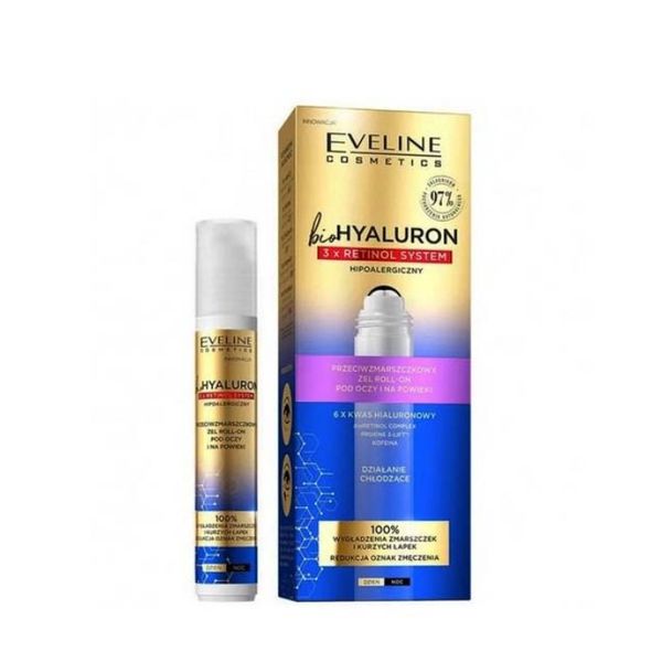 Thanh Lăn Mắt Giảm Quầng Thâm, Bọng Mắt, Chống Lão Hóa Eveline Bio Hyaluron 3x Retinol System