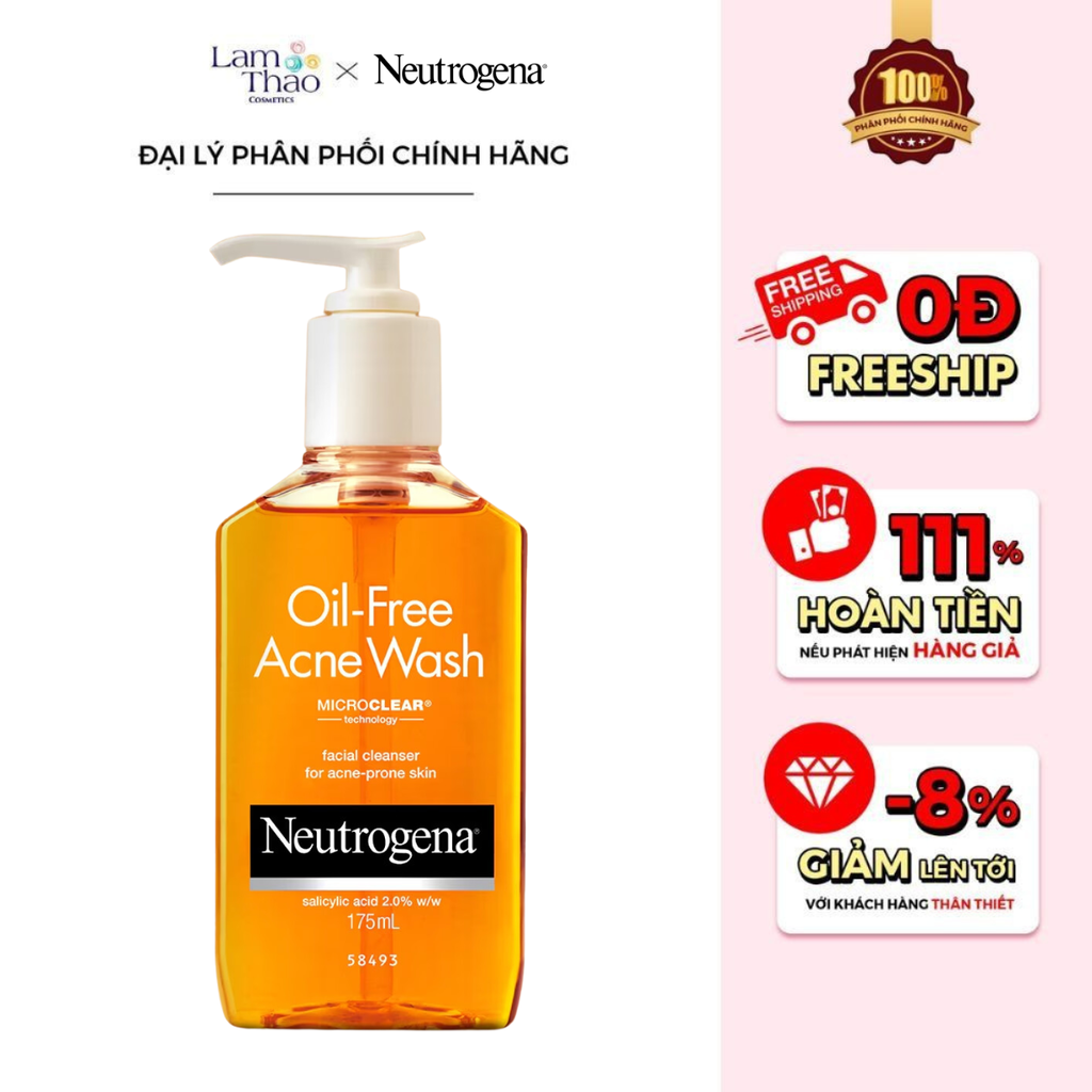 Sữa Rửa Mặt Cho Da Mụn Neutrogena Oil-Free Acne Wash