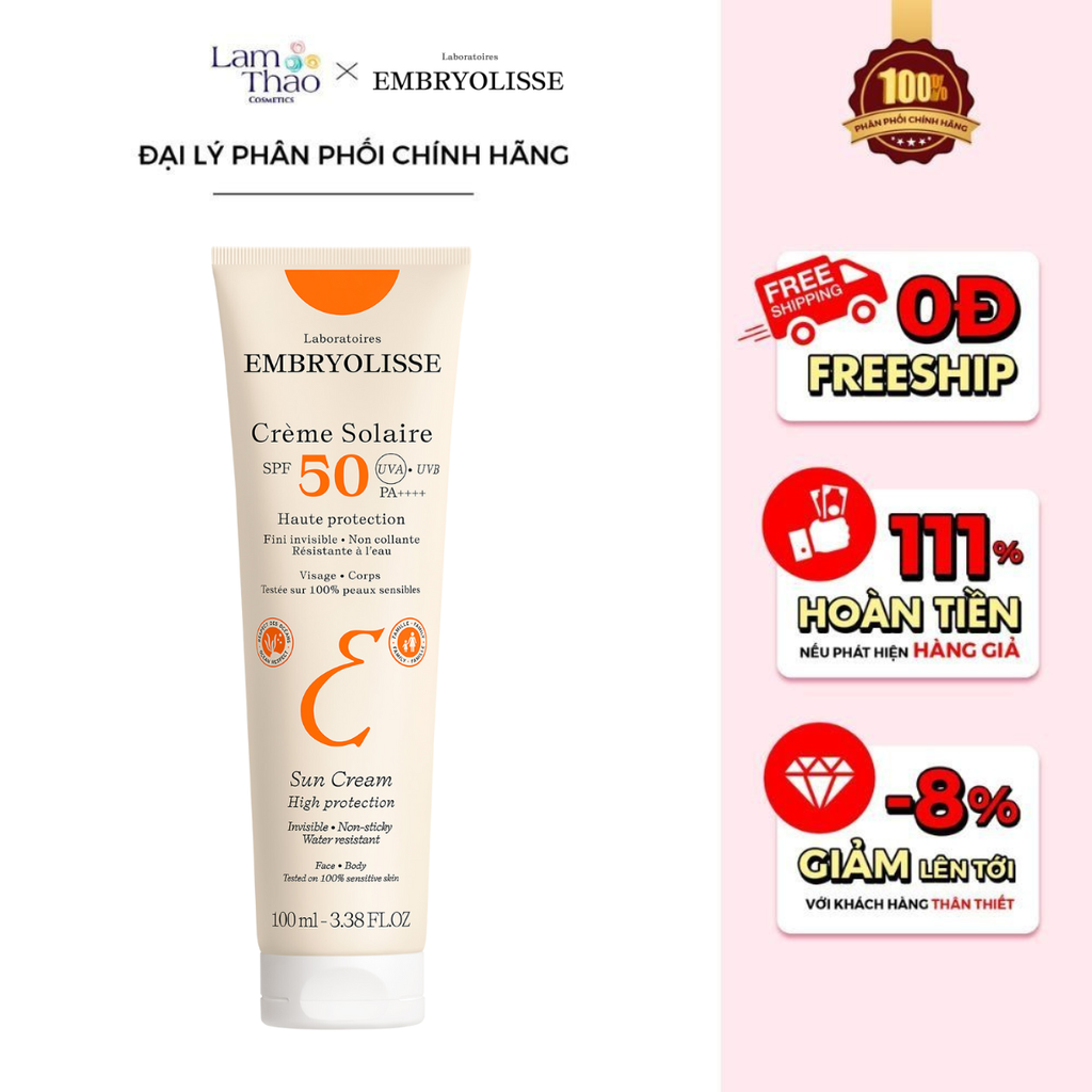 Kem Chống Nắng Chống UV Phổ Rộng Embryolisse Sun Cream High Protection SPF50 PA++++