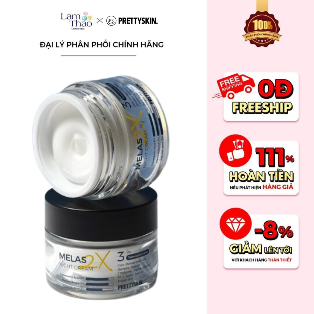 Kem Dưỡng Ban Đêm Pretty Skin Melas 2X Cream Night 50ml