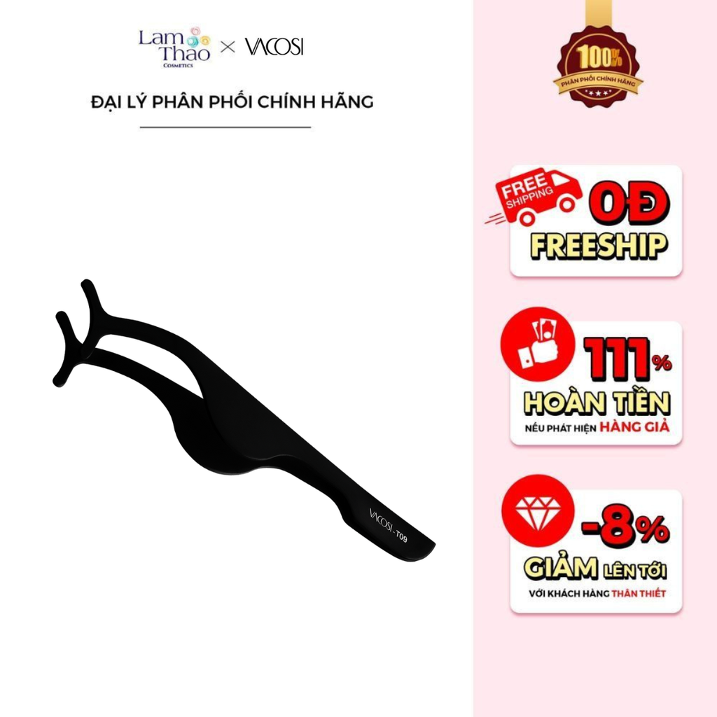 Nhíp Gắn Mi Giả Đen Cong Vacosi Eyelash Tweezers Curved