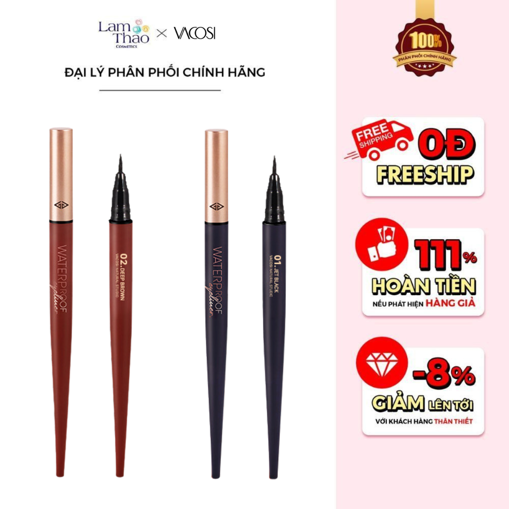 Bút Kẻ Mắt Nước Chống Trôi Vacosi Natural Studio Waterproof Eyeliner