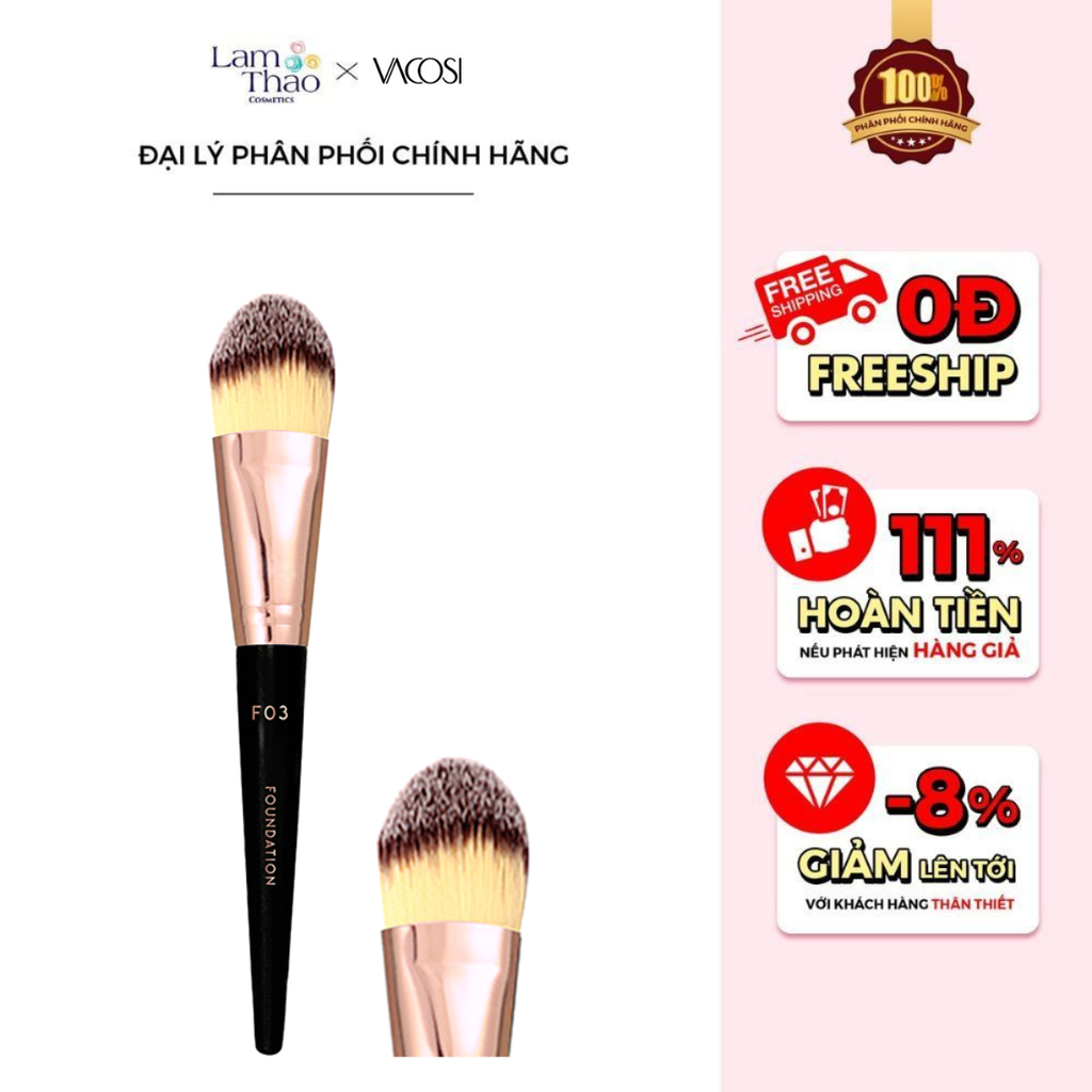 Cọ Nền Đầu Dẹp, Bản To Vacosi Foundation Brush