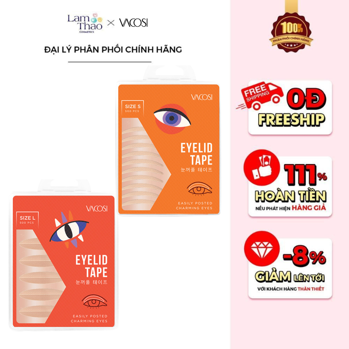 Miếng Dán Kích Mí Vacosi Eyelid Tape ( 500 miếng )