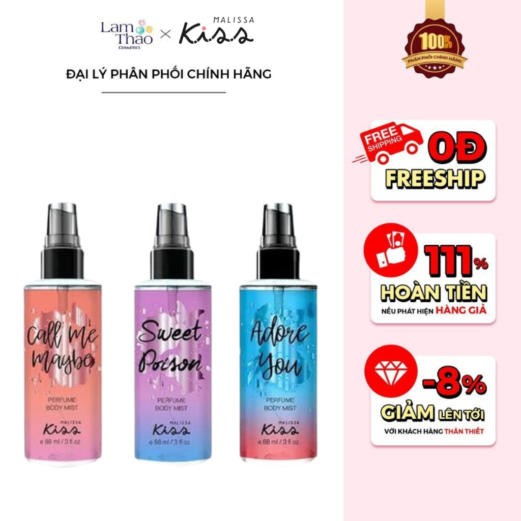 Xịt Thơm Toàn Thân Malissa Kiss Summer Holidays Perfume Body Mist