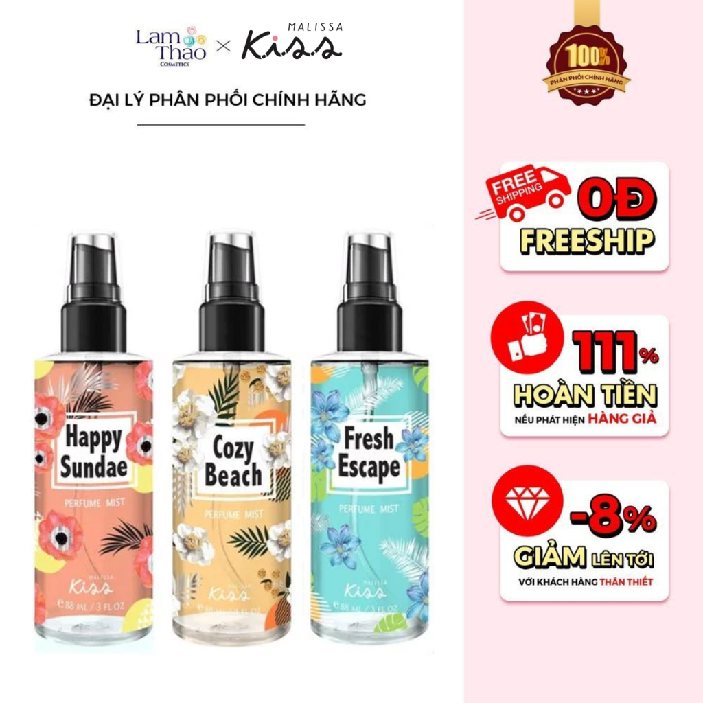 Xịt Thơm Toàn Thân Malissa Kiss Sunshine Perfume Body Mist