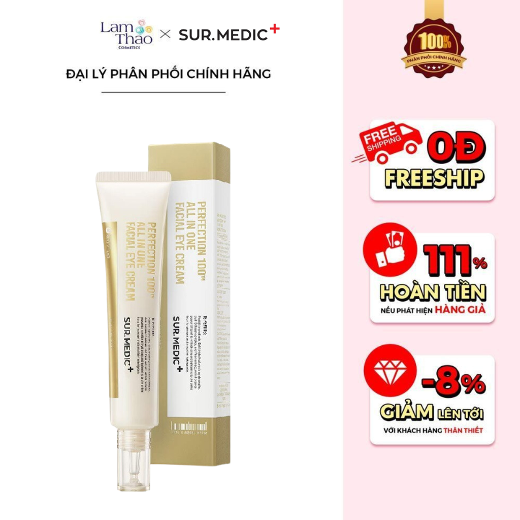 Kem Hỗ Trợ Giảm Thâm Mắt Xóa Mờ Nếp Nhăn SurMedic+ Perfection 100™ All In One Facial Eye Cream