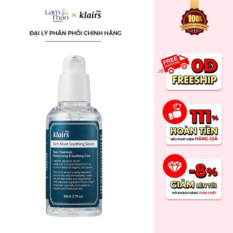  Tinh Chất Dưỡng Da Klairs Rich Moist Soothing Serum 