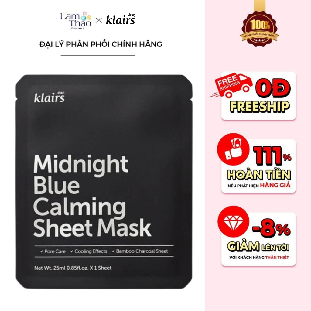 Mặt Nạ Làm Dịu Da Klairs Midnight Blue Calming Sheet Mask 25ml