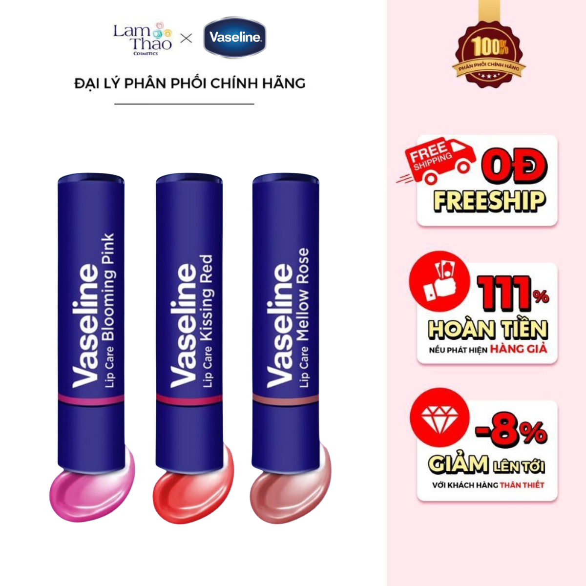 TẶNG VALI ĐỰNG SON KHI MUA 01 SON VASELINE BẤT KỲ 01 SON EMILY IN PARIS Son Dưỡng Môi Có Màu Vaseline Lip Care