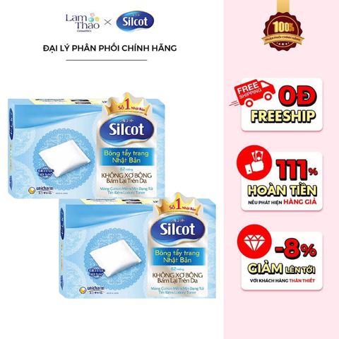  Bông Tẩy Trang Cơ Bản 82 Miếng Silcot Velvety Touch Cotton - Nhật Bản 