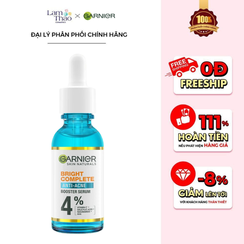 Tinh Chất Giảm Mụn Mờ Thâm Cho Da Dầu Mụn Garnier Bright Complete Anti-Acnes Booster Serum 