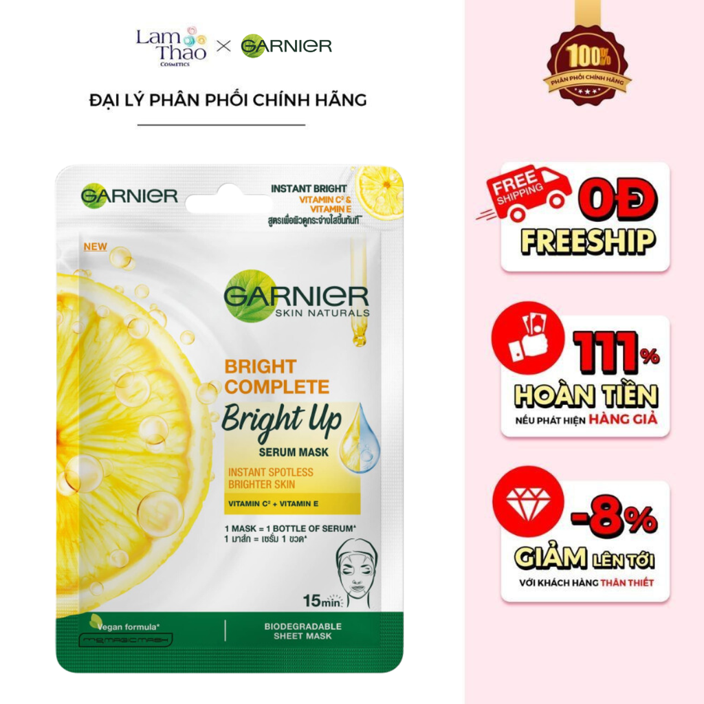 Mặt Nạ Tinh Chất Sữa Tươi & Vitamin C Sáng Da Garnier Light Complete Bright Up Serum Mask