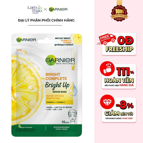  Mặt Nạ Tinh Chất Sữa Tươi & Vitamin C Sáng Da Garnier Light Complete Bright Up Serum Mask 