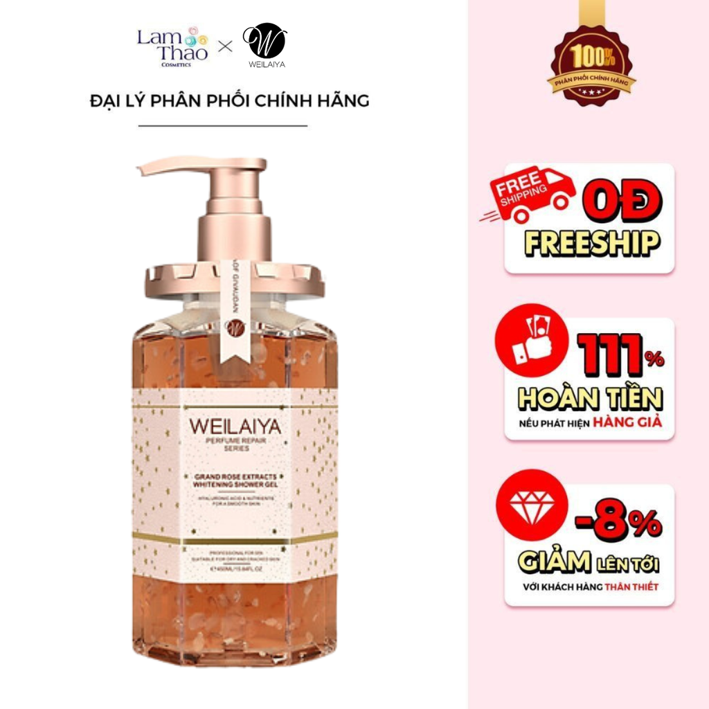 Sữa Tắm Trắng Da Hoa Hồng Damask Weilaiya Grand Rose Extracts Whitening Shower Gel