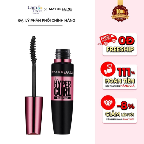  Mascara Làm Cong Mi Maybelline The Hyper Curl Waterproof 