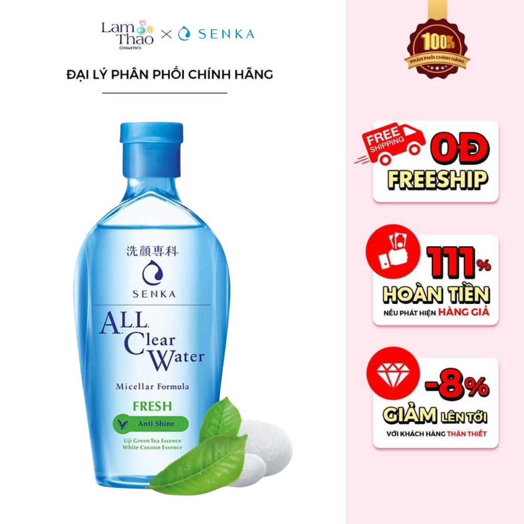 [HÓA ĐƠN SENKA TỪ 199K TẶNG CỤC BÔNG BỌT SENKA] Nước Tẩy Trang Senka All Clear Water Micellar Formula Fresh