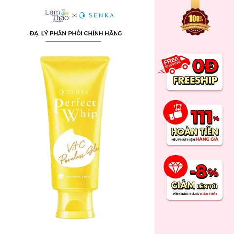  Sữa Rửa Mặt Làm Sáng Da Senka Perfect Whip Vitamin C Poreless Glow 