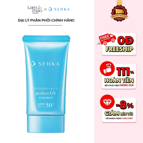  Tinh Chất Chống Nắng Nâng Tone Sáng Mượt Cho Da Dầu Senka Perfect UV Essence SPF50+ PA++++ 