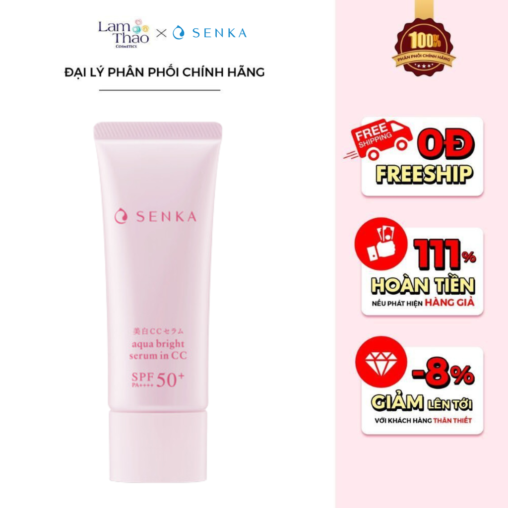 [HÓA ĐƠN SENKA TỪ 199K TẶNG CỤC BÔNG BỌT SENKA] Chống Nắng Dưỡng Sáng Da Nâng Tone Serum Senka 3 In 1 White Beauty Serum In CC - Mẫu Mới