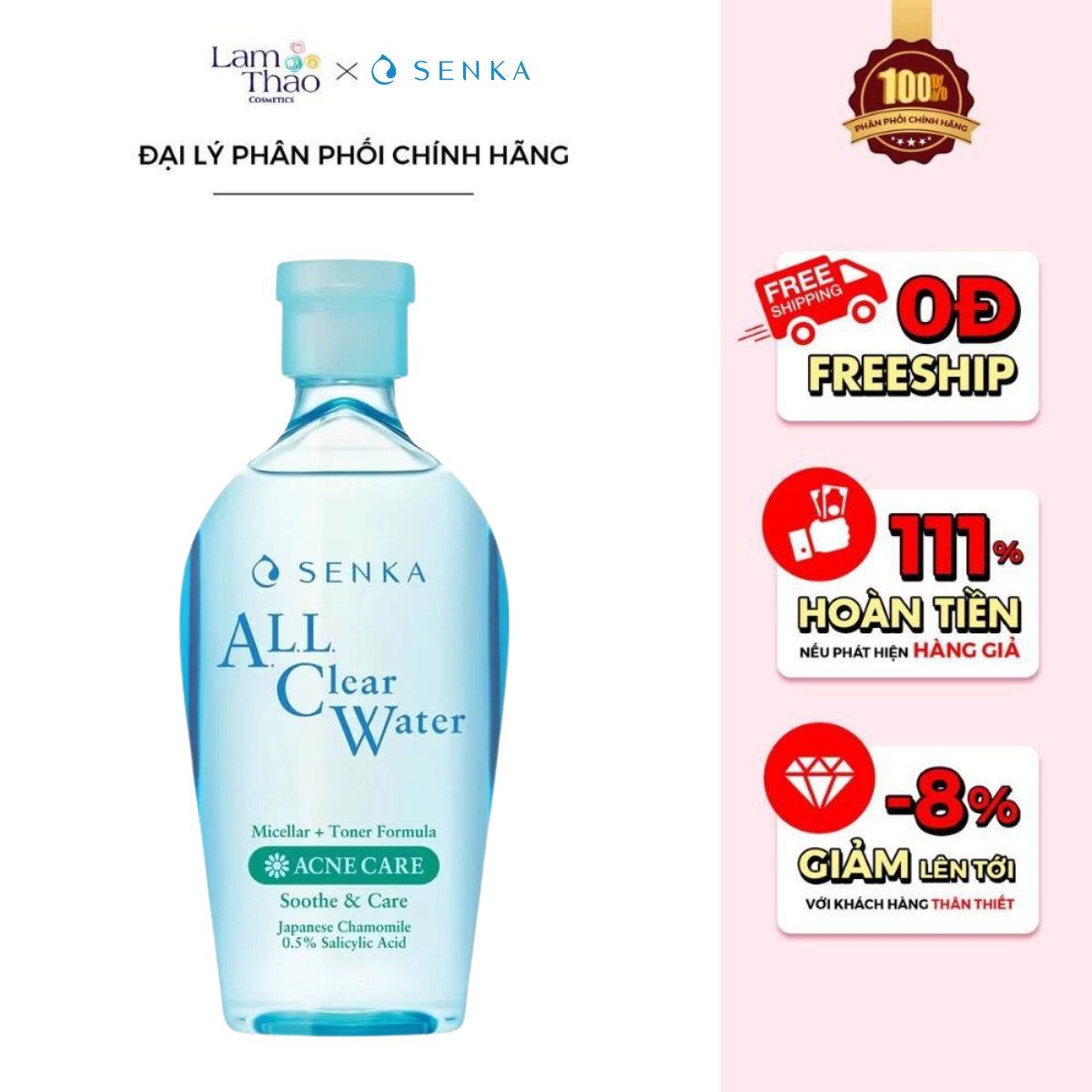 Nước Tẩy Trang Hỗ Trợ Ngừa Mụn Senka All Clear Water Acne Care