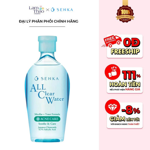  Nước Tẩy Trang Hỗ Trợ Ngừa Mụn Senka All Clear Water Acne Care 