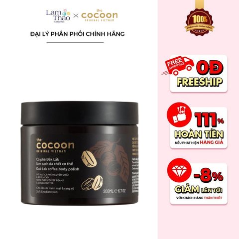  [DEAL 22/6 - 25/6 DUY NHẤT CỬA HÀNG COMBO 2 HỘP 200ML GIÁ SỐC] Tẩy Tế Bào Chết Toàn Thân Cà Phê Đắk Lắk Cocoon Dak Lak Coffee Body Polish 
