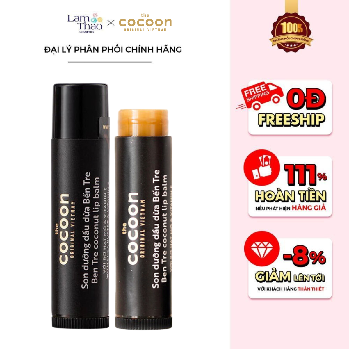 Son Dưỡng Môi Dầu Dừa Bến Tre Cocoon Ben Tre Coconut Lip Balm