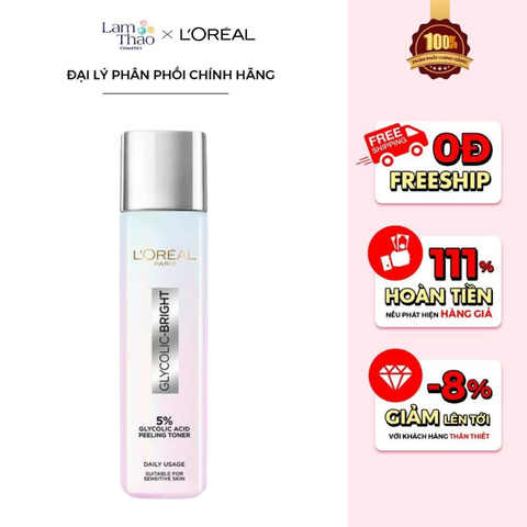  Nước Hoa Hồng Dưỡng Sáng Da Loreal Paris Glycolic - Bright Glowing Peeling Toner 