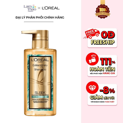  Dầu Gội Dưỡng Tóc Suôn Mượt Tóc Loreal Paris Extraordinary Oil Smooth Silicone-Free Shampoo 