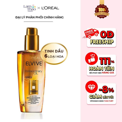  Dầu Dưỡng Chiết Xuất Tinh Dầu Hoa Tự Nhiên Loreal Paris Elseve Extraordinary Oil 
