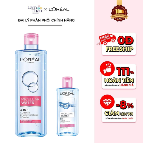  Nước Tẩy Trang Dưỡng Ẩm Loreal Micellar Water 3-In-1 