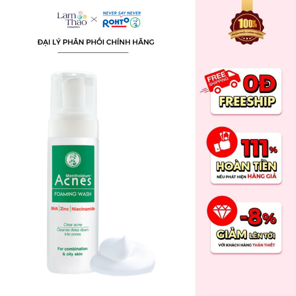 Dung Dịch Tạo Bọt Hỗ Trợ Ngăn Ngừa Mụn Cho Da Dầu Acnes Foaming Wash