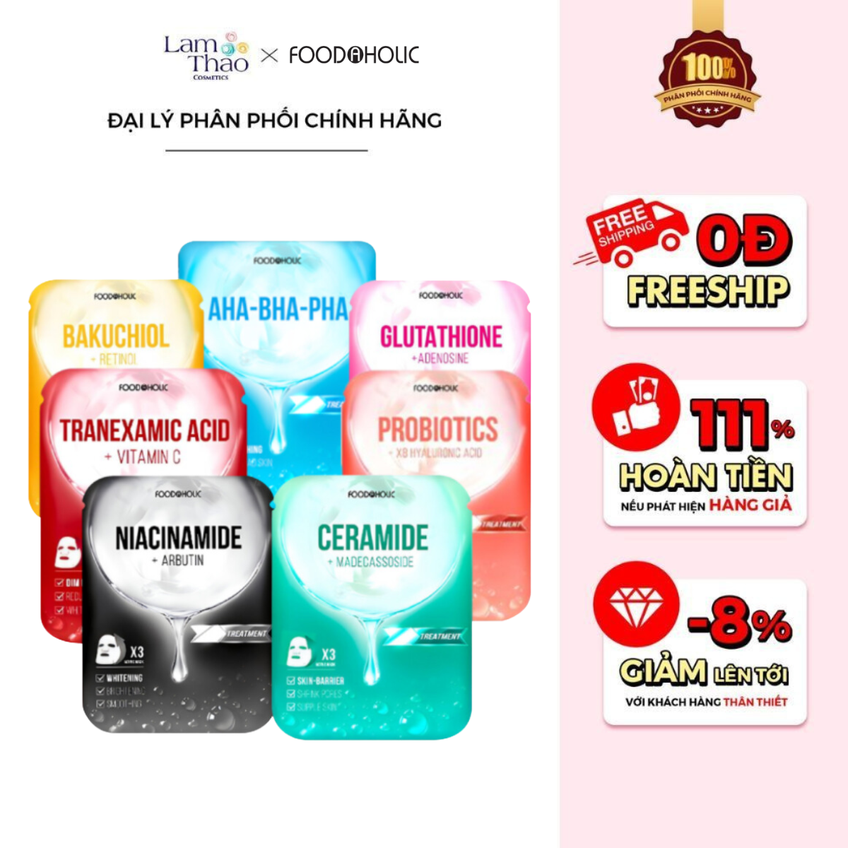 DEAL CỬA HÀNG COMBO 3 NẠ TRANEXAMIC ACID GIÁ SỐC Mặt Nạ Dưỡng Da Foodaholic Ampel Treatment Mask