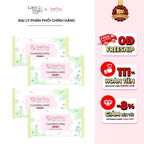  [TÍCH MUA 3 TÚI CHỈ CÒN 78K/3 TÚI] Khăn Ướt Vệ Sinh Cho Nữ Befou Cleansing Wipes For Lady Dạng Gói 