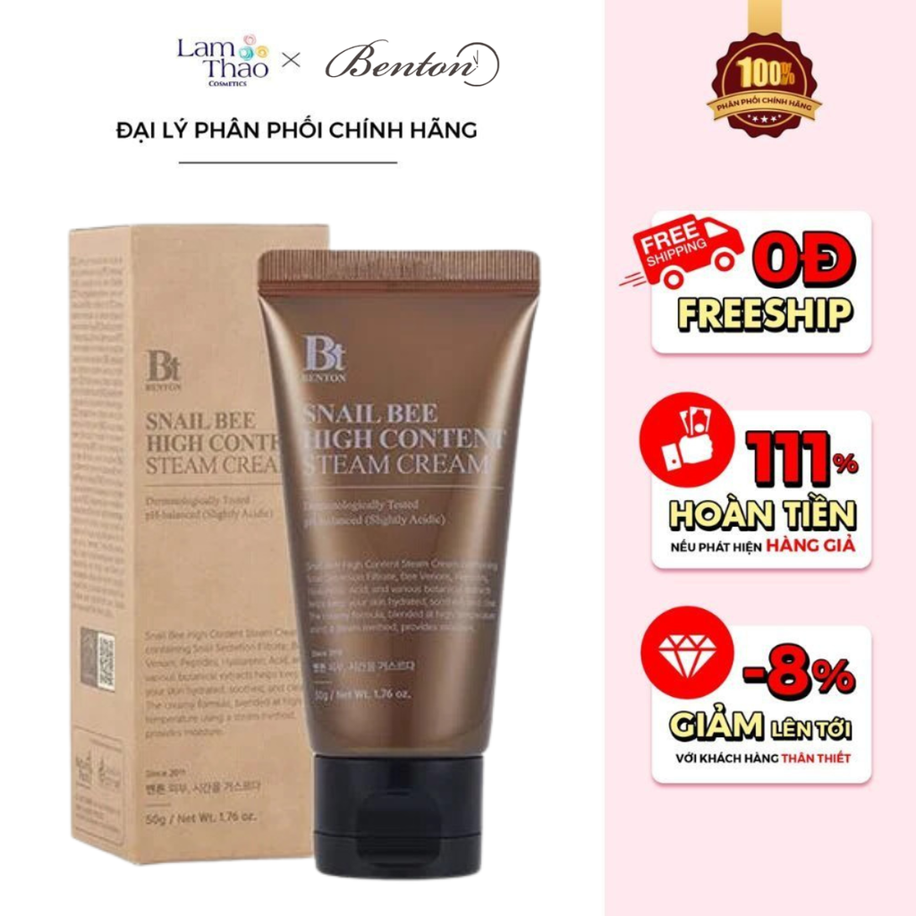 Kem Dưỡng Ẩm Và Hỗ Trợ Phục Hồi Da Benton Snail Bee High Content Steam Cream 50g