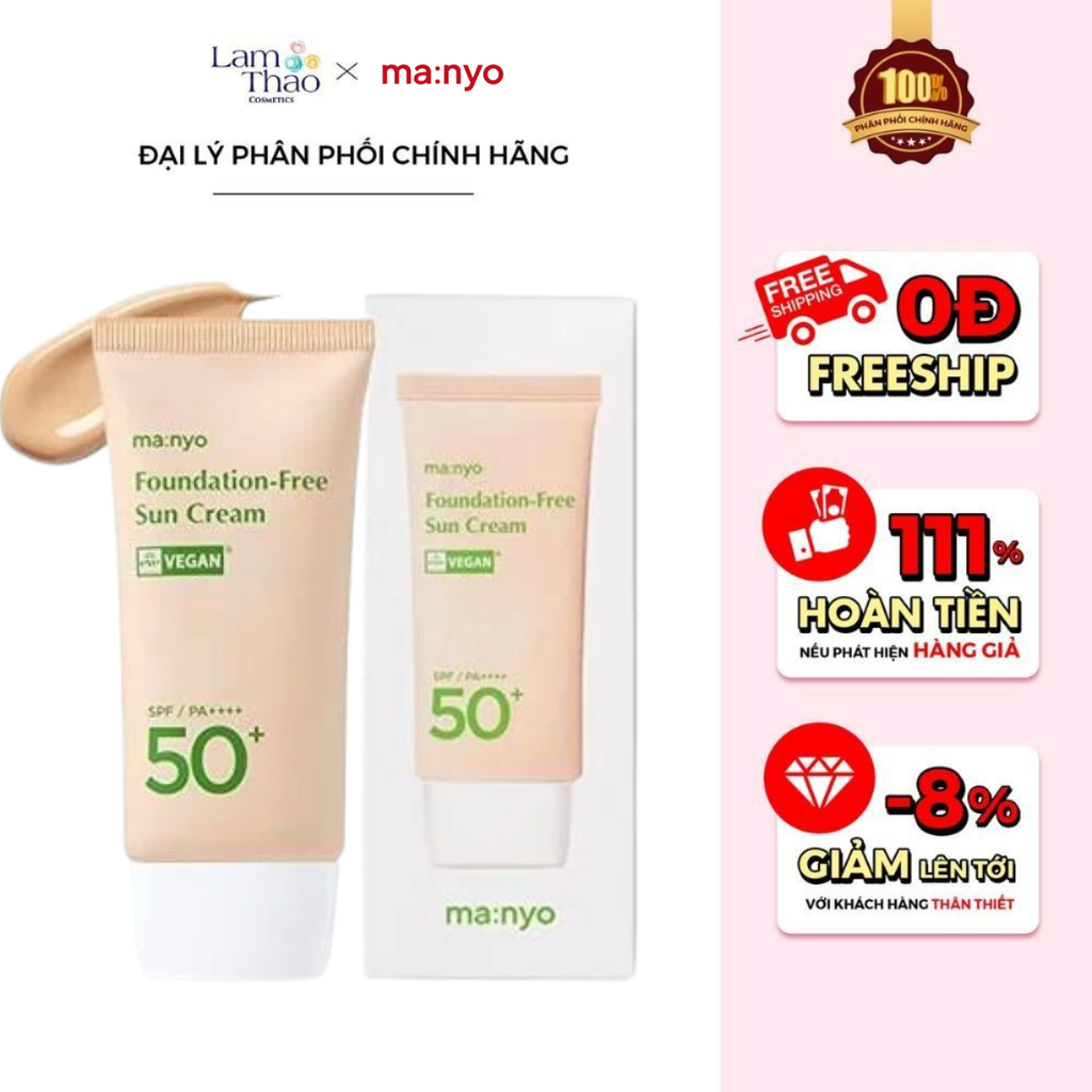Kem Chống Nắng Nâng Tone Manyo Foundation-Free Sun Cream 50ml
