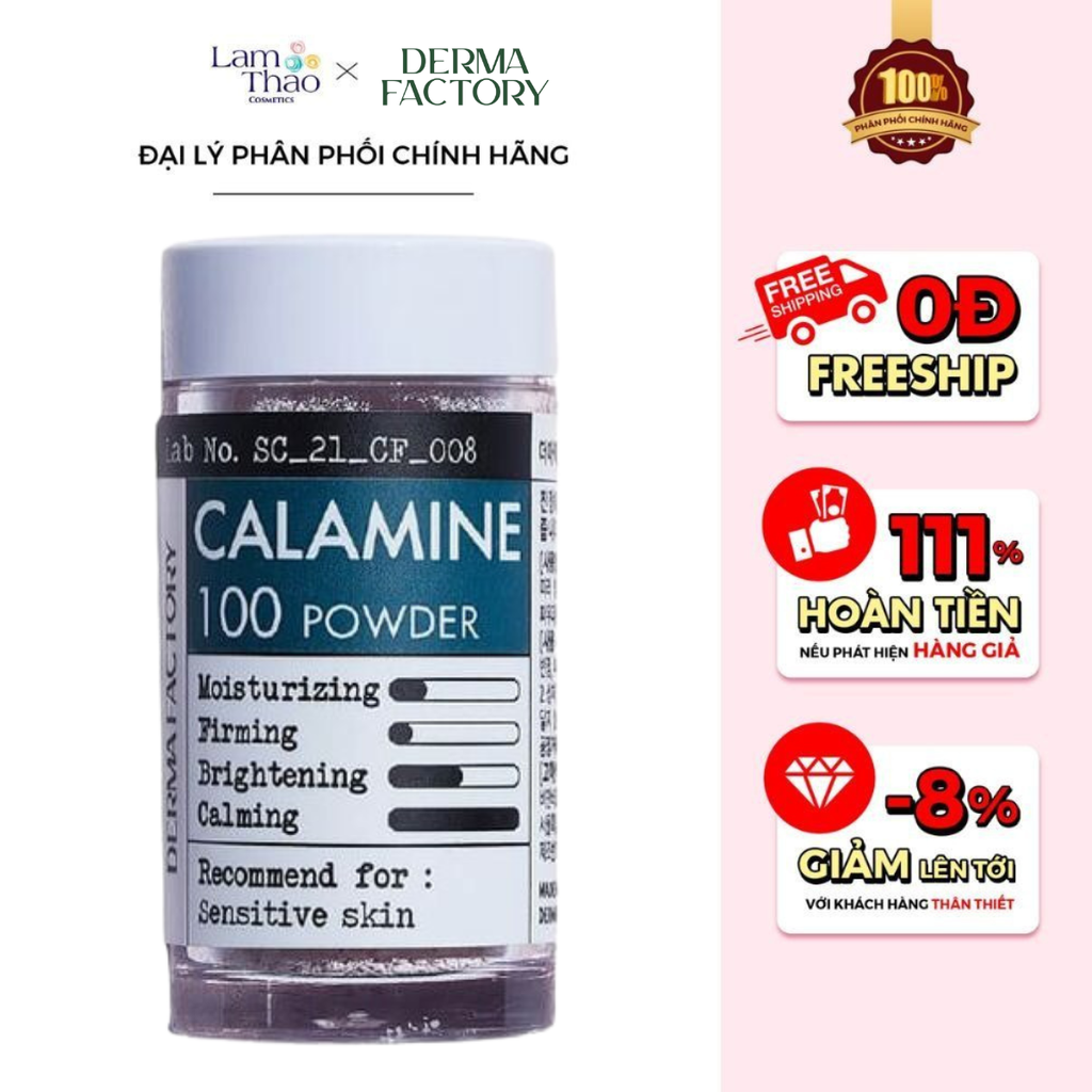 Bột Dưỡng Da Làm Dịu Derma Factory Calamine 100 Powder (Sản phẩm chưa cập nhật gía, không bán)