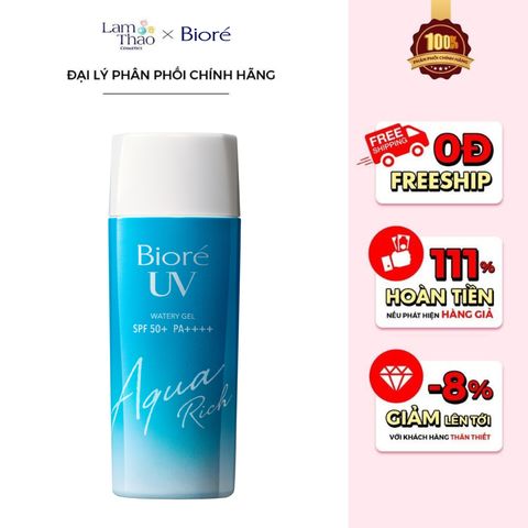  Gel Chống Nắng Màng Nước Dưỡng Ẩm Bioré UV Aqua Rich Watery Gel SPF50+ PA++++ 