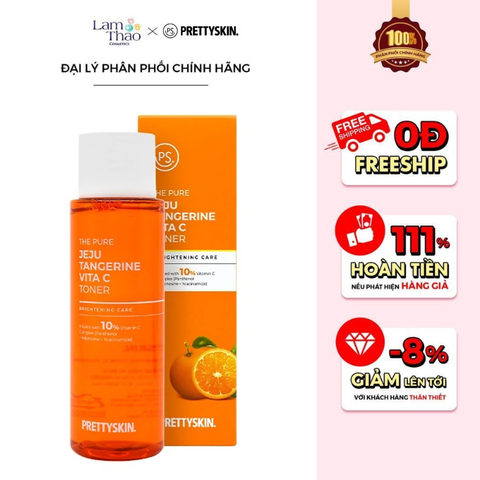 Nước Hoa Hồng Dưỡng Trắng Phục Hồi Da Pretty Skin The Pure Jeju Tangerine Vita C Toner 